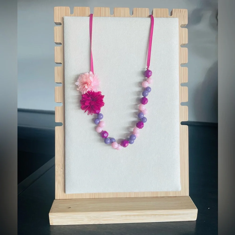 Girls Necklace, 17 in, Pink, Purple, Magenta